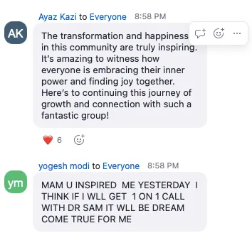 Participant testimonial screenshot 1