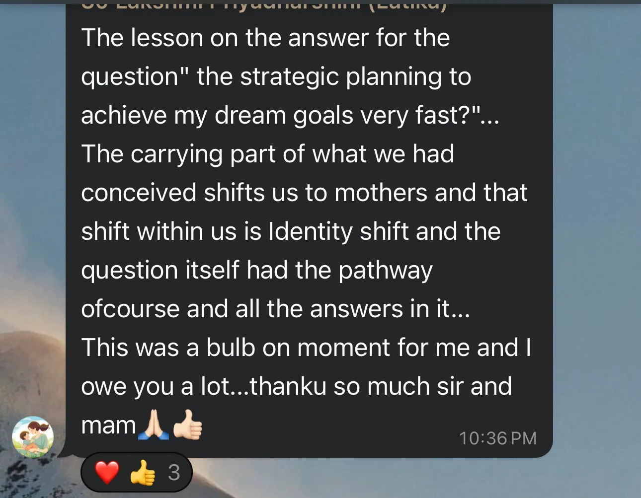 Participant testimonial screenshot 7