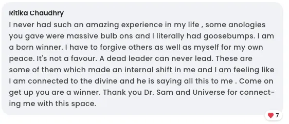 Participant testimonial screenshot 14