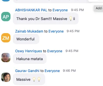 Participant testimonial screenshot 18